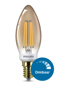 Dimbare kaarslamp filament E14 goud