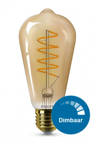 Dimbare rustieke led filament spiraal goud E27