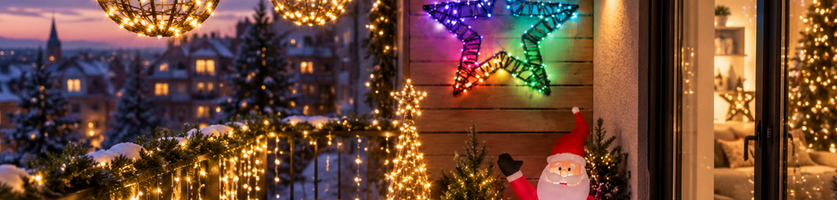 Balkon versieren met kerstverlichting