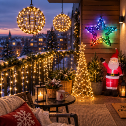 Balkon versieren met kerst