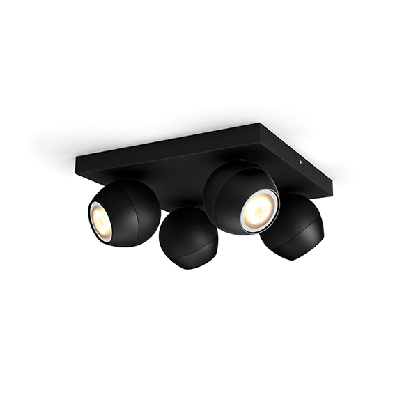 Philips Hue Buckram Opbouwspot Zwart 4 spots White Ambiance