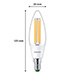Philips LED lamp | Ultra Efficient | E14 | Kaars | Filament | 3000K | 2.3W (40W)