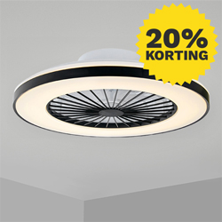 Plafondventilator met LED lamp Zwart