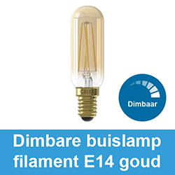 Dimbare buislamp filament E14 goud