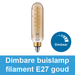Dimbare buislamp led filament goud E27