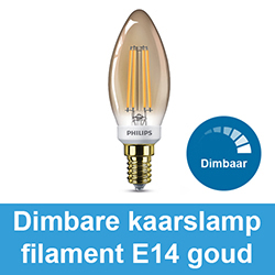 Dimbare kaarslamp filament E14 goud