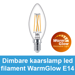 Dimbare kaarslamp led filament WarmGlow E14
