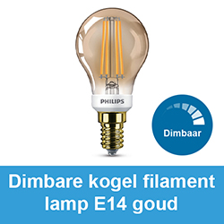 Dimbare kogel filament lamp E14 goud