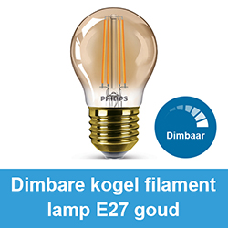 Dimbare kogel filament lamp E27 goud
