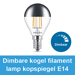 Dimbare kogel filament lamp kopspiegel E14