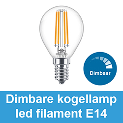 Dimbare kogellamp led filament E14