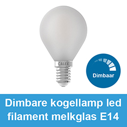 Dimbare kogellamp led filament melkglas E14