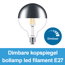 Dimbare kopspiegel bollamp led filament E27