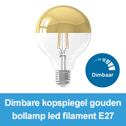 Dimbare kopspiegel gouden bollamp led filament E27