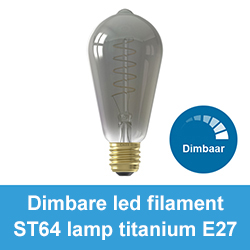 Dimbare led filament ST64 lamp titanium E27
