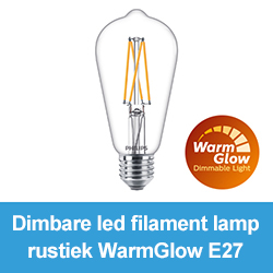 Dimbare led filament lamp rustiek WarmGlow E27