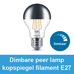 Dimbare peer lamp kopspiegel filament E27