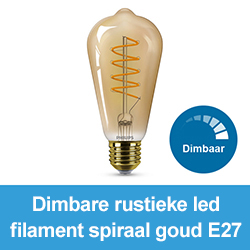 Dimbare rustieke led filament spiraal goud E27