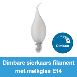 Dimbare sierkaars filament met melkglas E14