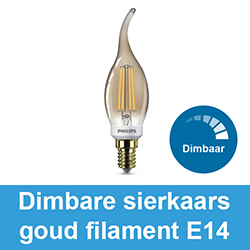 Dimbare sierkaars goud filament E14
