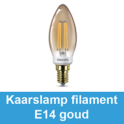 Kaarslamp filament E14 goud