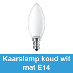 Kaarslamp mat koud wit E14
