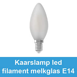 Kaarslamp led filament melkglas E14