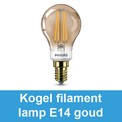 Kogel filament lamp E14 goud