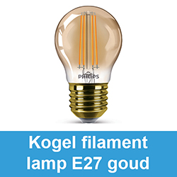 Kogel filament lamp E27 goud