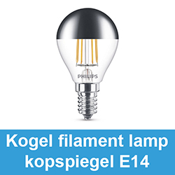 Kogel filament lamp kopspiegel E14