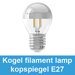 Kogel filament lamp kopspiegel E27