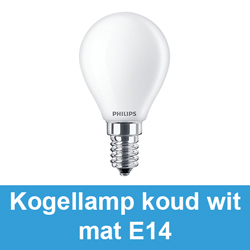Kogellamp koud wit mat E14