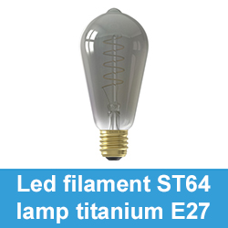 Led filament ST64 lamp titanium E27